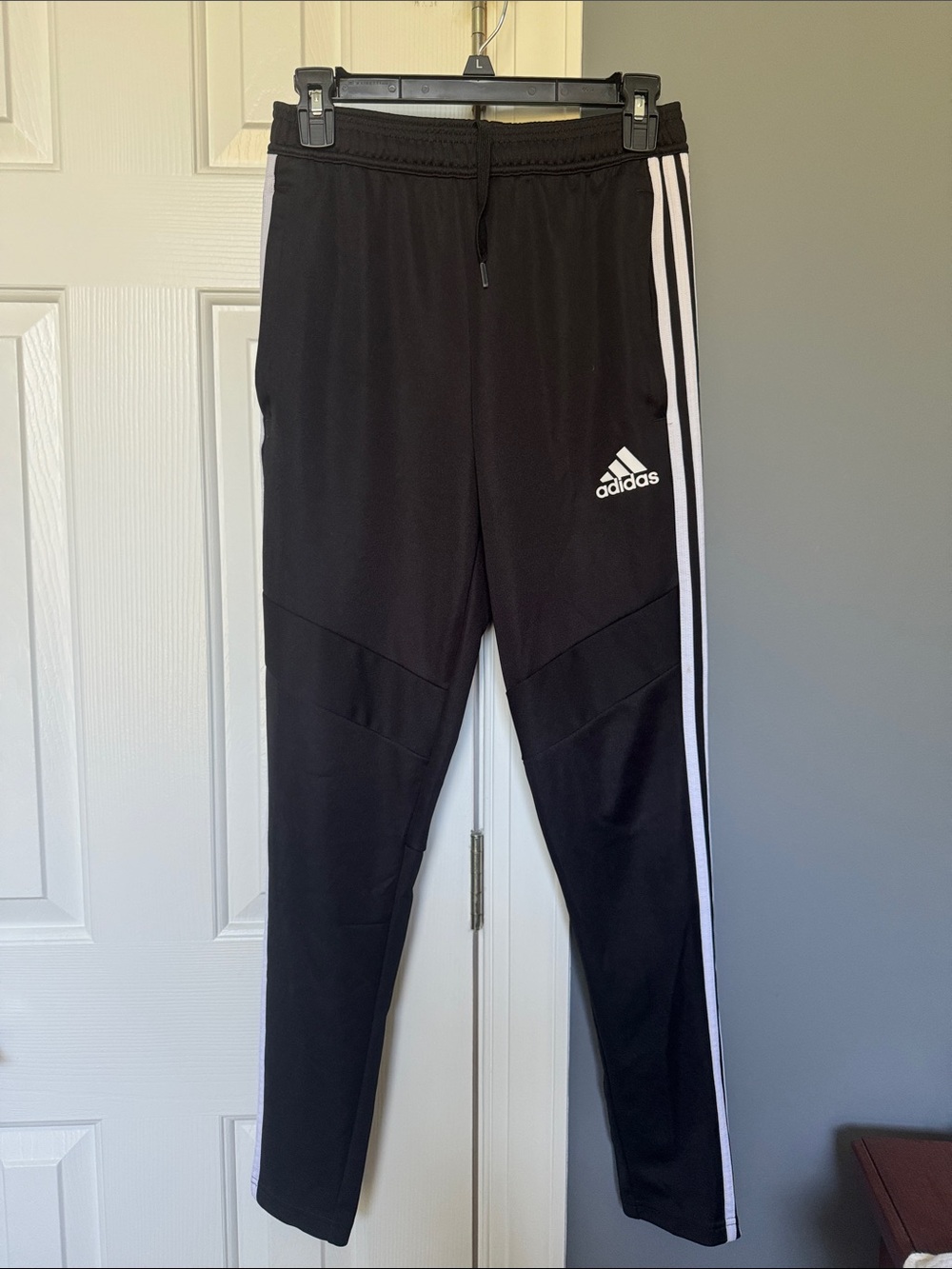 adidas Black Jogger Pants with White Side Stripes